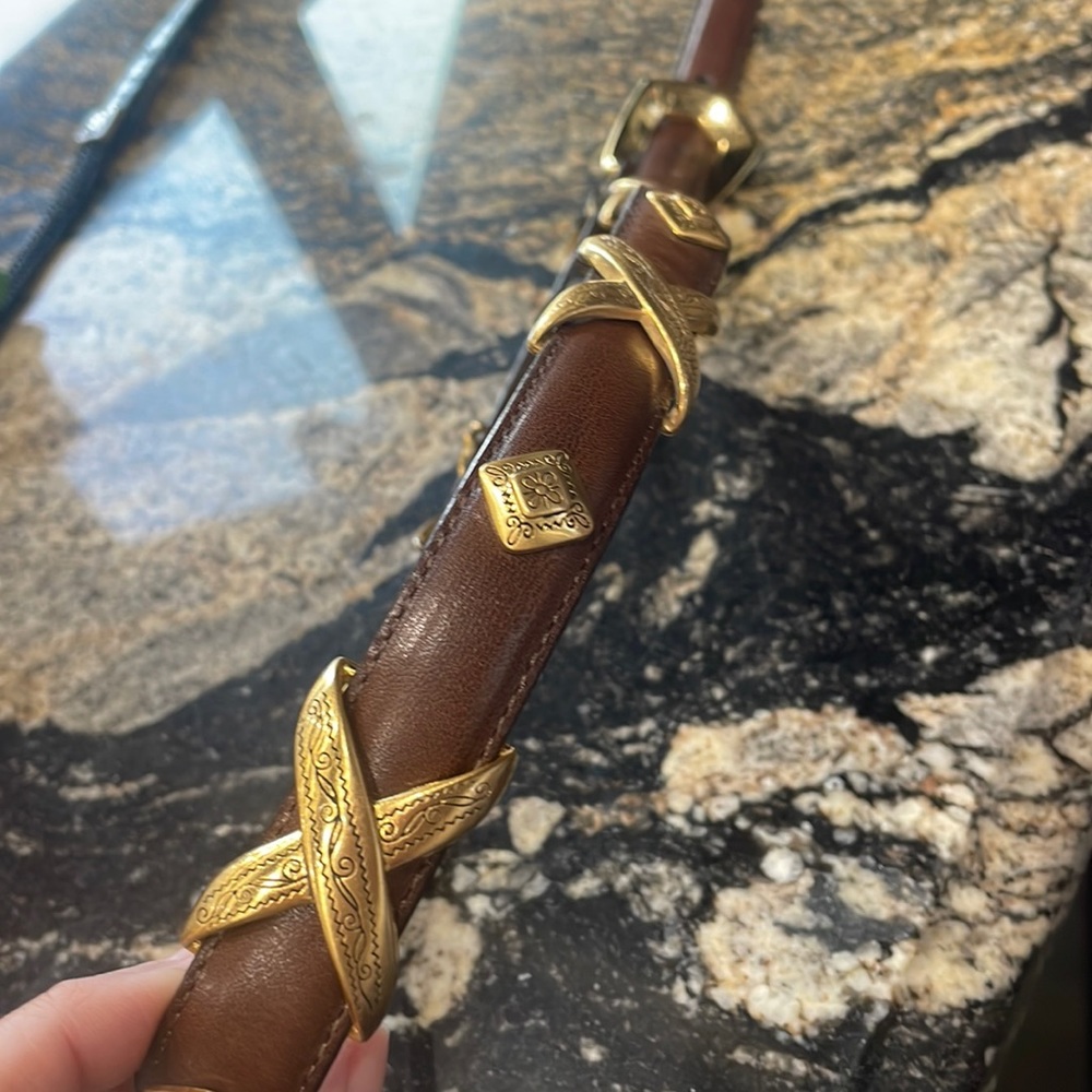 Brighton Leather Brown and Gold Belt